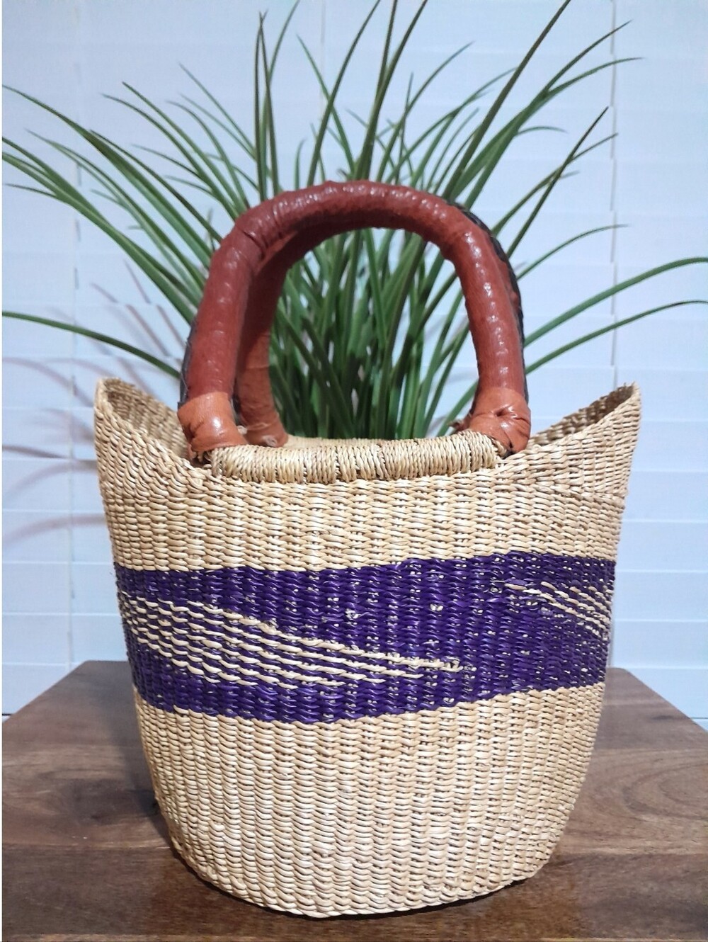 handmade African Artisan U shopper woven basket